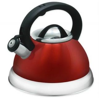 Brand New 3Qt Stainless Steel Whistling Tea Kettle Pot Rich Red Gem 