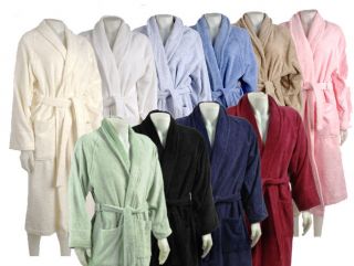 Men Women Unisex 100% Egyptian Cotton Terry Cloth Bath Robe S M L XL