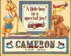 Tommys Toys Birth Announcement Frame a Name Counted Cross Stitch Kit