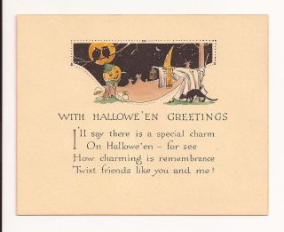 VINTAGE 1930s Rust Craft HALLOWEEN Witch/Black Cat/Jol/Owls Greeting 