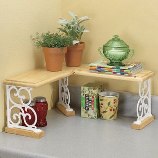 wood & iron Kitchen bathroom counter Corner Shelf organizer Spice rack 