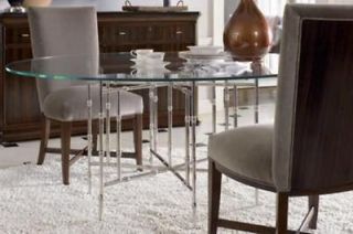 Thomasville Furniture Lumine Metal Base Glass Top Dining Table 56 or 
