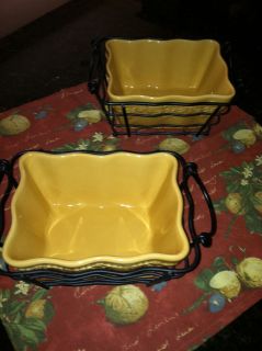Temptations Country Lace Set/2 Mustard Color Small Loaf Pans in Wire 