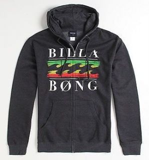 Billabong Everlasting Gray Rasta Zip Hoodie Fleece Sweatshirt Jacket 