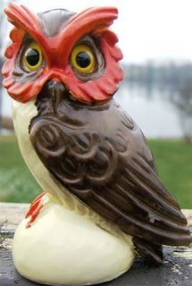 Vintage OWL Figurine Hand Painted ALABASTER Made in ITALY SOUVENIR of 