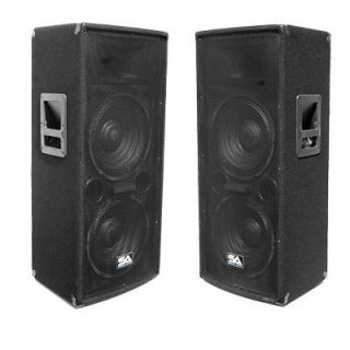 Pair Dual 12 PA DJ Speakers 1200 Watts ~Pro Audio Band