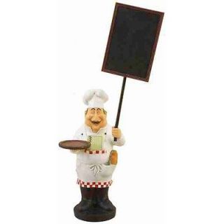 Toscana Polystone Chef Statue with Chalk Board and Serving Plate 