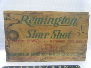   Shur Shot 12 Gauge Ammo Wood Box Wooden Crate Bridgeport Conn NEAT