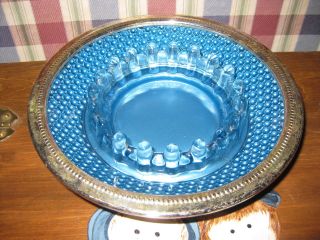   COBOLT BLUE SILVER PLATED W. S. BLACKINTON CO ASHTRAY COLLECTOR ITEM