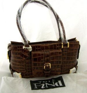 The Find Satchel/Should​er Style Handbag Leather mock croc Brown NWT