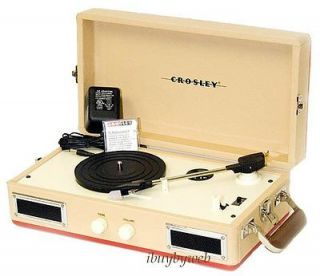 Crosley CR40 Tan/Red Mini Portable Record Player Turntable NEW