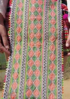 PidNah   Genuine Hand Made Mong Thai Hill Tribe Hmong Skirt Sash Long 