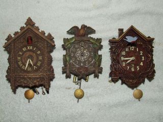   KEEBLER, LUX Mini Cuckoo Clock Lot , 3 Clocks Rare Patriotic One