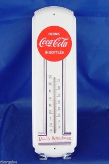 Metal Tin Thermometer ENJOY COCA COLA COKE IN BOTTLES Red White Bar 