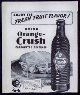Vintage 1945 Orange Crush Soda Soft Drink Carbonated Beverage Magazine 