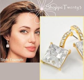 Square Crystal 1 Earrings Inspired by Angelina Jolie Designer Jewelry 