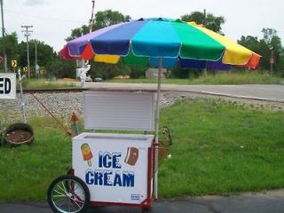 New Vending Ice Cream Push Cart w/Umbrella & Graphics Sell Ice Cream 
