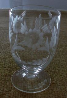 Crystal Footed Juice Glass 3 3/4 Gray Cut Open Flower