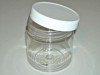 10 New Empty 2oz Size Clear PET Plastic Lotion Jar and White Ribbed 