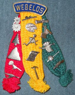Cub Scout Webelos Tricolor Pin with All 15 Nickle Pins