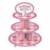 Pink Cupcake Stand Cardboard Birthday Party Sweet Little Girl