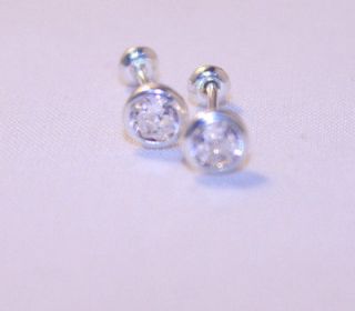 Cubic Zirconia 4mm .925 Sterling Silver Earrings   Screw Backs