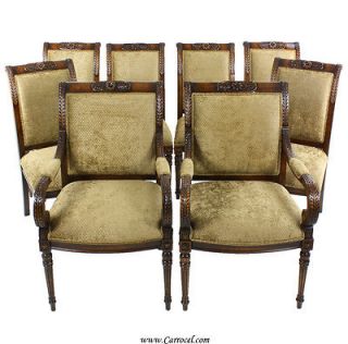 Set 8 Custom Empire Style Upholstered Dining Room Chairs by EJ Victor