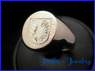 Custom Made Signet Ring Sterling Silver Hand Engraved