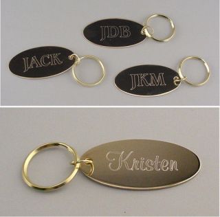 Custom Engraved BRASS OVAL KEYCHAIN RING Personalized Keychain