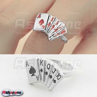 Lovely Cute Playing Cards Poker Design Adjustable Ring