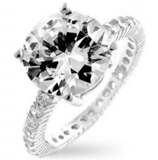 4ct Round Cut Micro Pave CZ Sterling Silver Eternity Engagement 