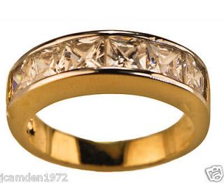 ladies 2.7 carat CZ CHANNEL SET ring 14k two tone yellow gold Overlay 