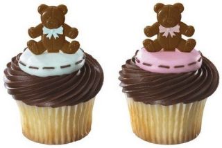 12 ~TEDDY BEAR CUPCAKE PICKS/CAKE TOPPERS Baby Shower