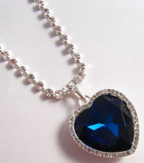   Blue Crystal Titanic Heart of the Ocean Pendant Necklace New Gift BNIB