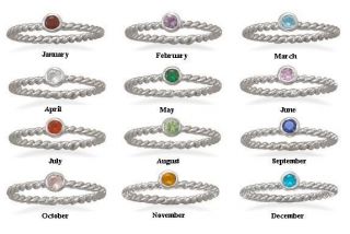 Sterling Silver Stackable Birthstone Ring   Mothers Day Gift   925 