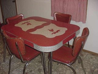   Chrome Red White Gray Dining Kitchen Table Leaf 4 Chairs Stool Cart