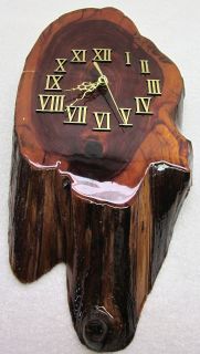   Vintage vtg 1960s Real Shiny Cypress Wood Wall Clock Retro Era