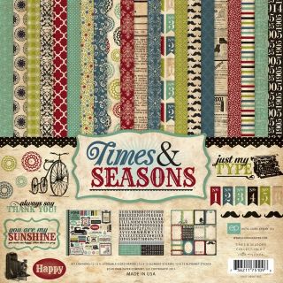 Echo Park Times & Seasons 12x12 Paper Kit STICKER Sheet RETRO Antique 
