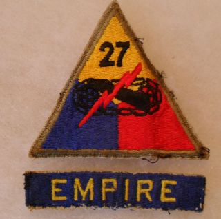 WWII OBSOLETE 27TH ARMORED DEV PATCH AND TAB