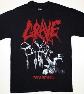 GRAVE YOULL NEVER SEE92 DEATH METAL ENTOMBED MORGOTH NEW BLACK T 