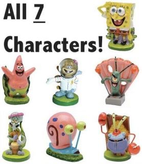 Mini SpongeBob Aquarium Decorations All 7 Toy Characters Fish Tank 