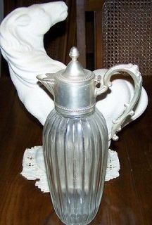 Glass Decanter with Silverplate Handle and Pour Spout From Italy 12 