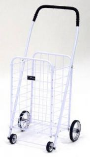 White Mini 4 Wheel 100 LB Folding Shopping Cart