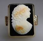 Antique Deco Cameo Onyx Gold Mens Ring Vintage Jewelry