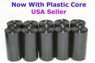 1350 DOG PET WASTE POOP BAGS 90 REFILL ROLLS WITH PLASTIC CORE BLACK