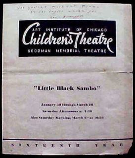 1942 Program   CHICAGO ART INSTITUTE   LITTLE BLACK SAMBO   Black 