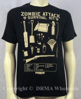Authentic SHAUN OF THE DEAD Zombie Attack Survival Kit T Shirt S M L 