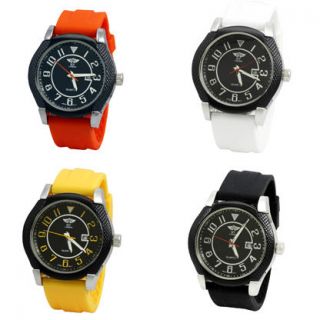 NY London Air Force Rubber Silicon Band Watch With Date Mens Ladies 