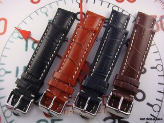 alligator grain leather tang watch strap buckle for breitling watches