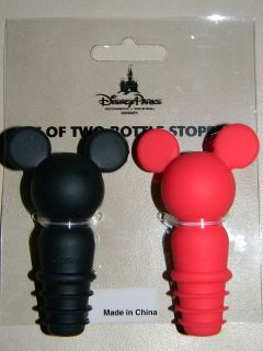   Parks Exclusive Set of 2 Mickey Ears Bottle Stopper Wine Red Black